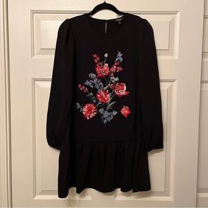 Express black floral embroidered dress